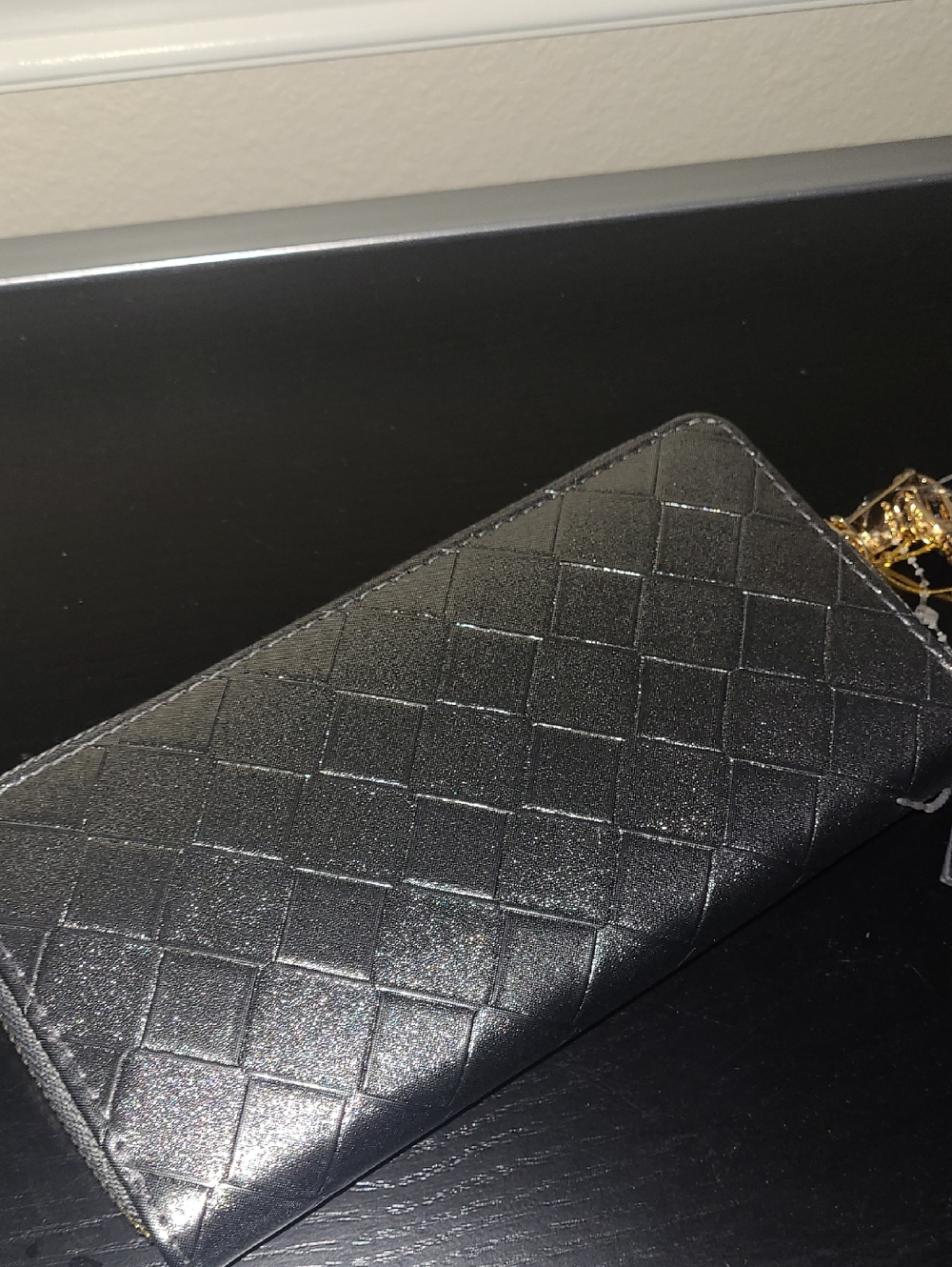 bebe Metallic Quilted Wallet — Silver Pewter - Picture 4 of 8